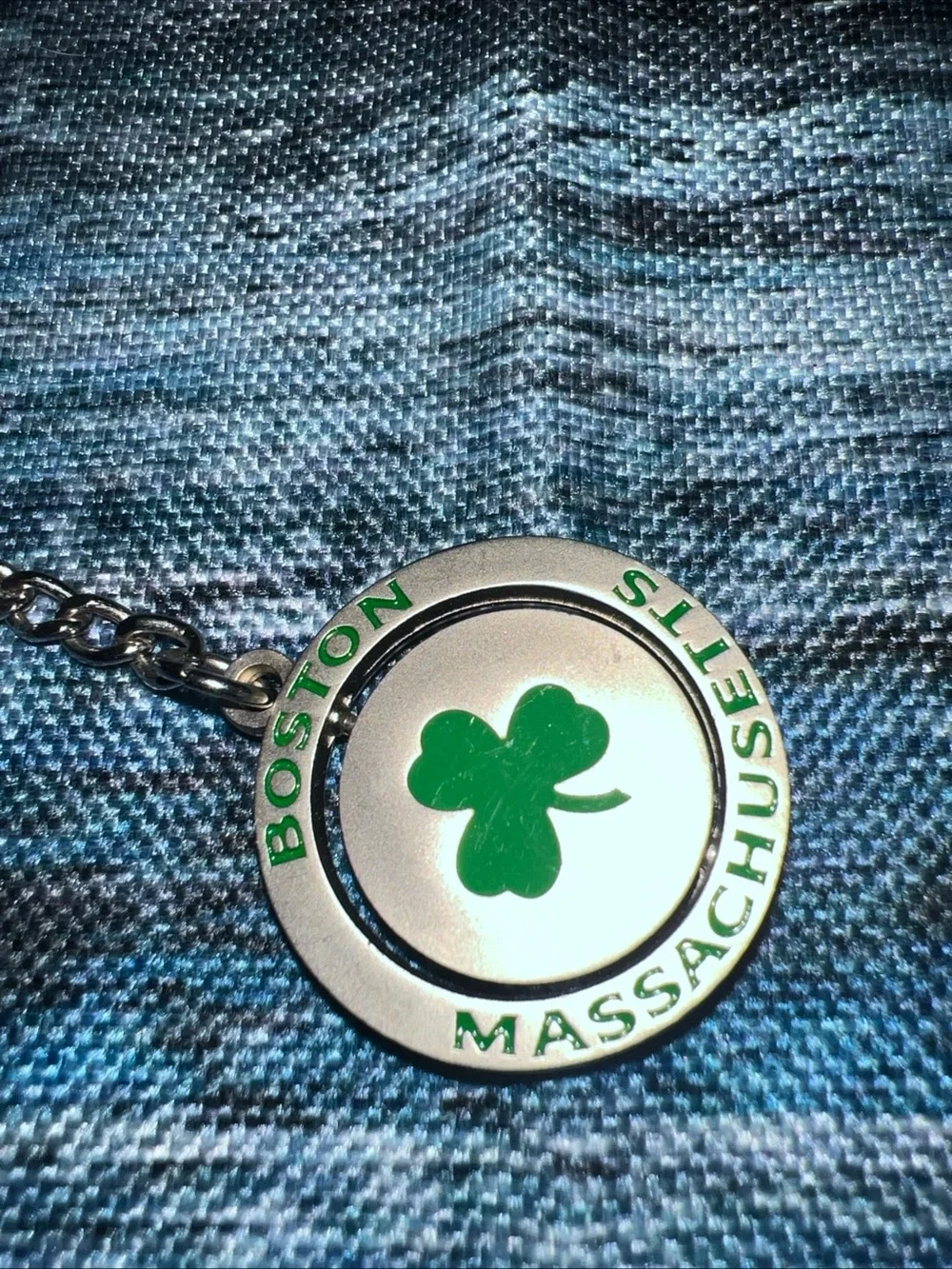 Boston Massachusetts Irish Green Shamrock Luck Keychain Key Chain Ring